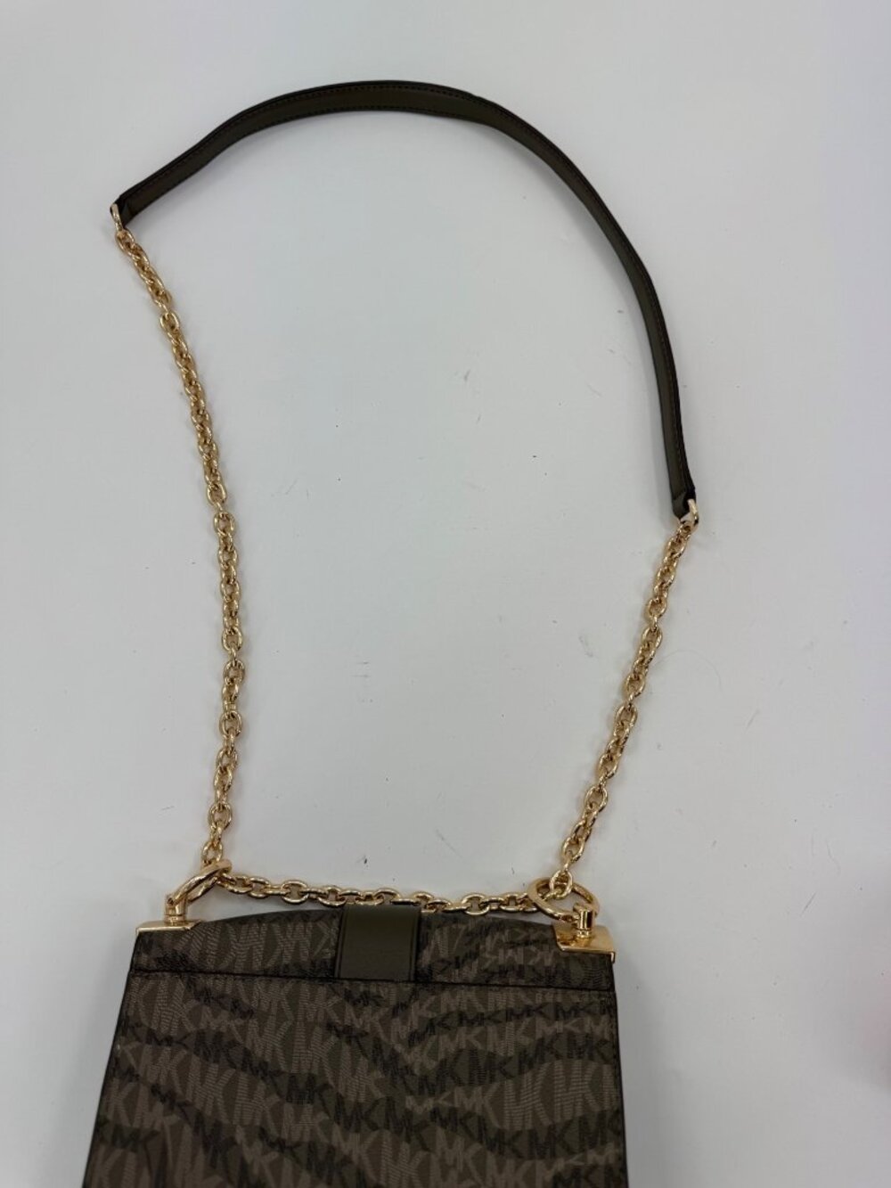 Michael Kors Jet Set Green Signature Crossbody Bag With Gold Chain & Logo Accent - Picture 7 of 16